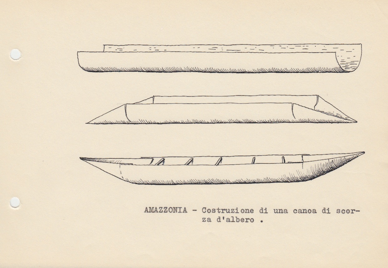 083 Amazzonia - costruzione di canoa di scorza d'albero